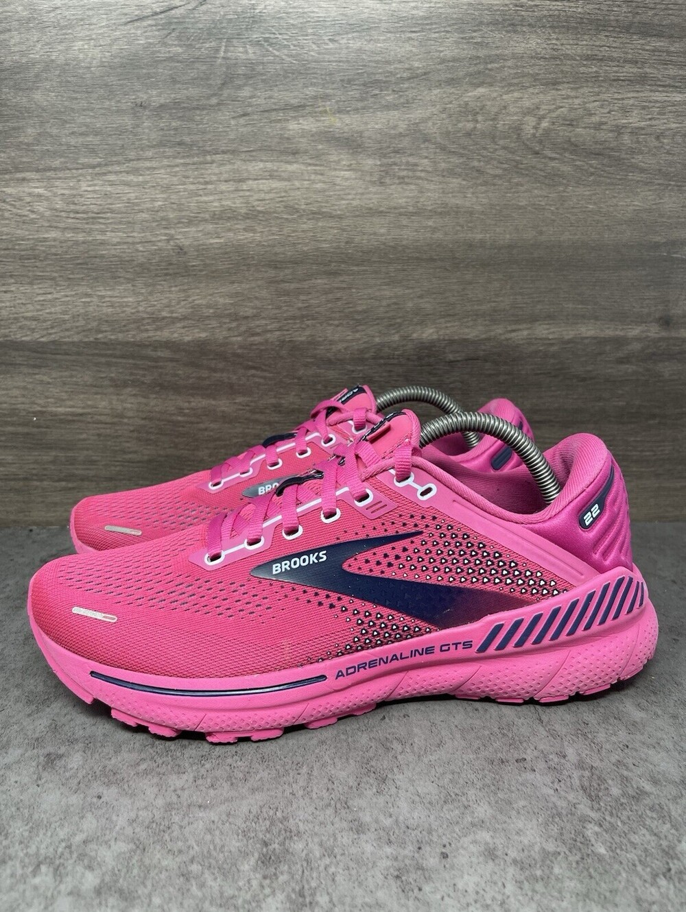 Brooks Adrenaline GTS 22 Womens Size 10 B Pink Navy Stability Running Shoes